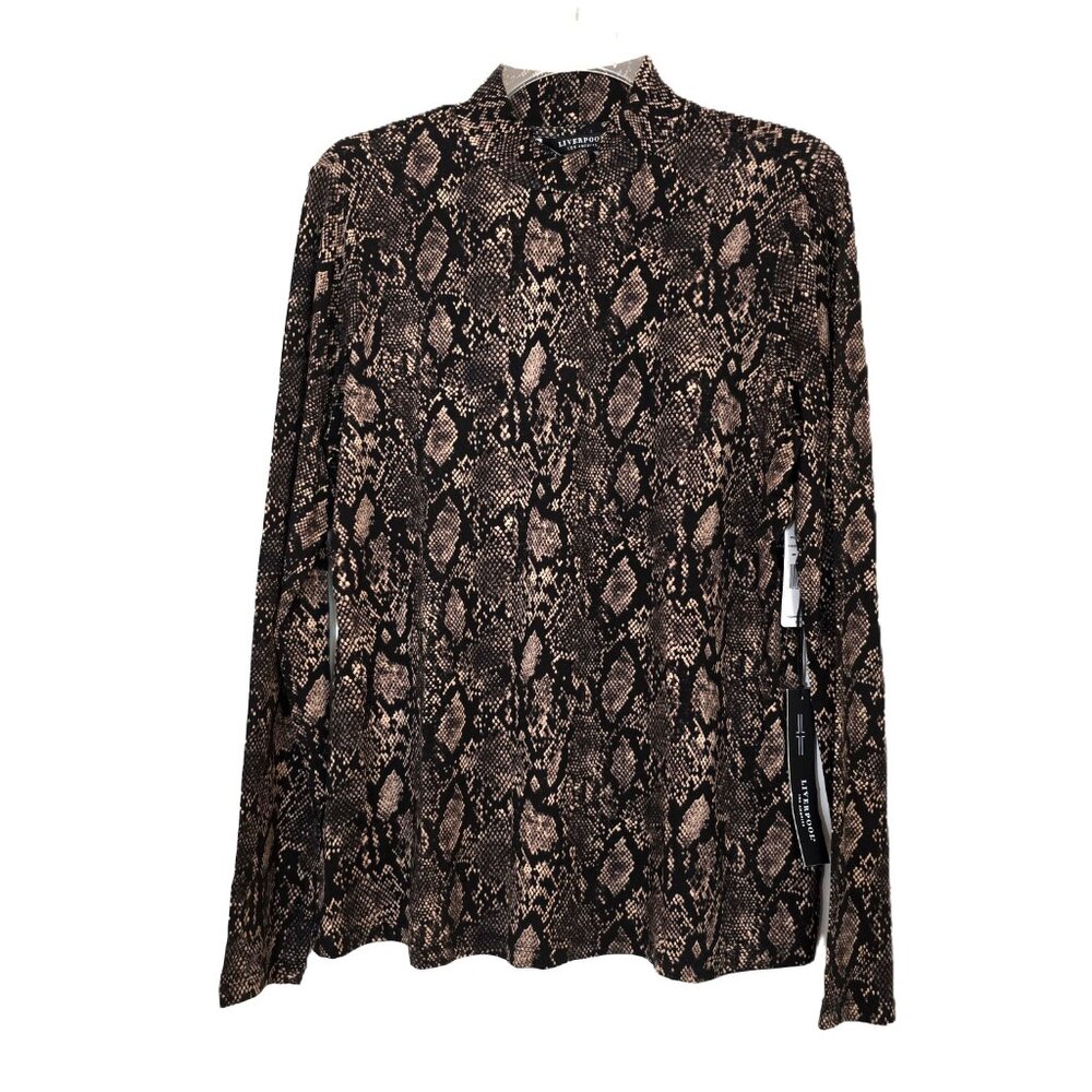 NWT Liverpool Los Angeles Reptile Print Mock Turtle Neck Long SleeveTop Medium